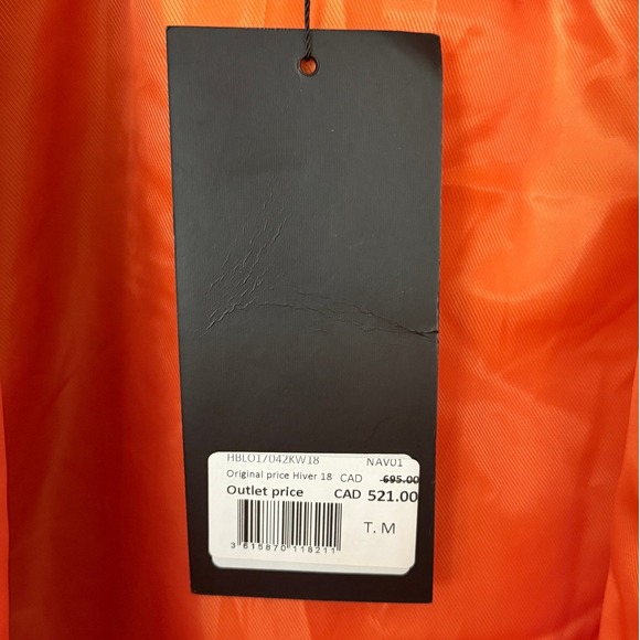 NWT The Kooples Navy Bomber Jacket with Orange Lining – Size Medium - Picture 9 of 10